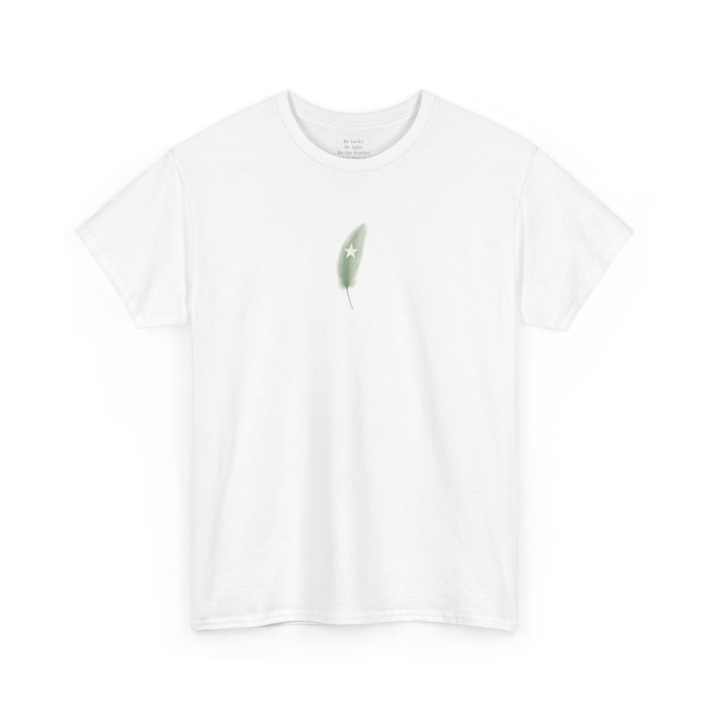 A Minimalist Sage Green Feather Tee | Lucky Symbol, Guidance, Hidden Mantra | Good Luck Gift