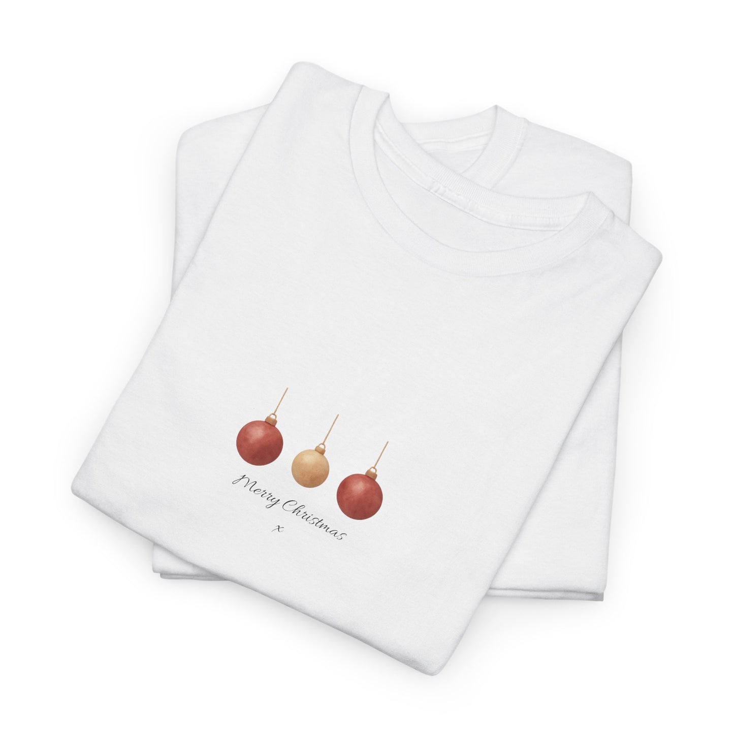 Merry Christmas Baubles Tee | Minimalist Watercolour Holiday T-Shirt