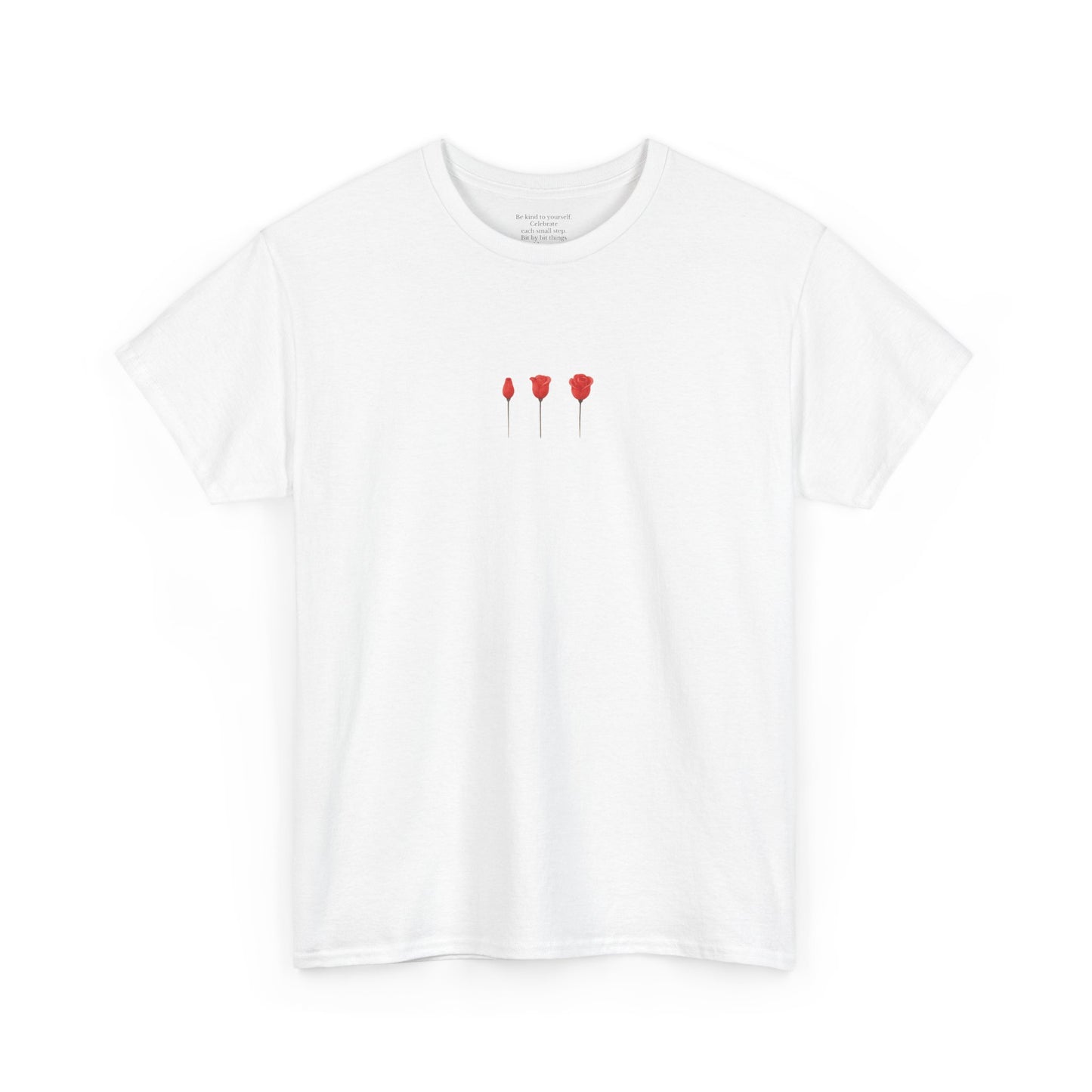 Bit by Bit Tee | Red Rose Uplifting Self-Care Hidden Message T-Shirt