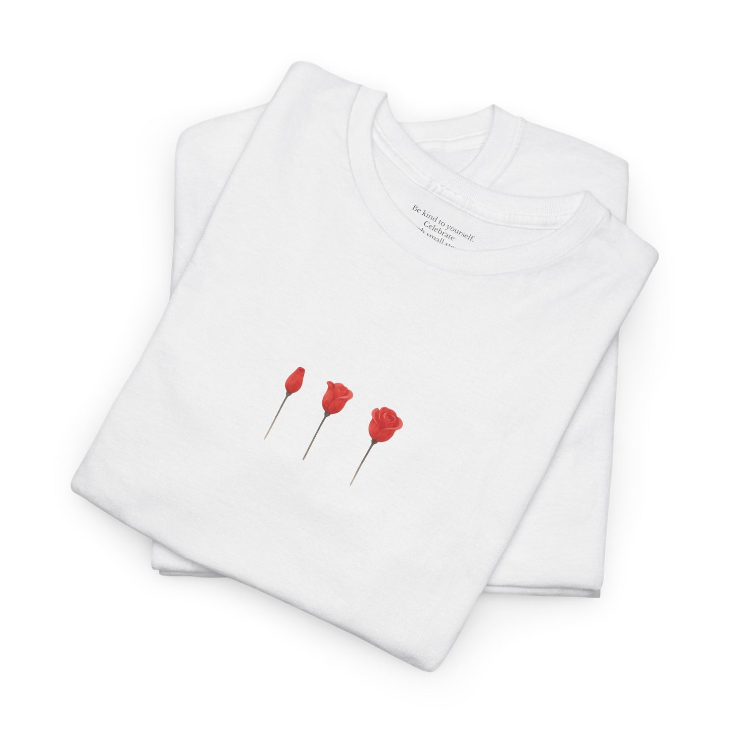 Bit by Bit Tee | Red Rose Uplifting Self-Care Hidden Message T-Shirt