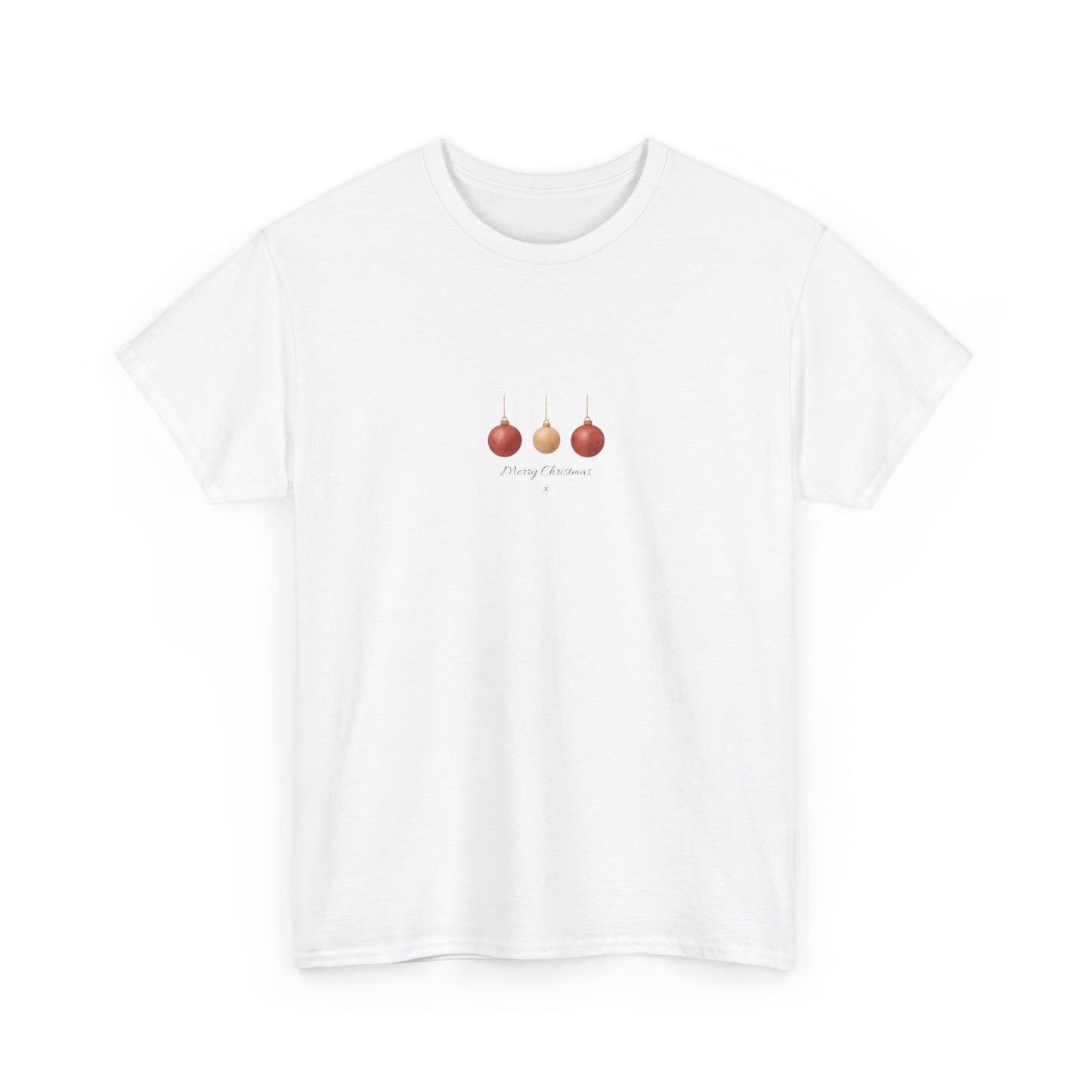 Merry Christmas Baubles Tee | Minimalist Watercolour Holiday T-Shirt