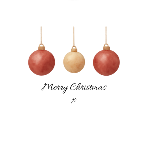 Merry Christmas Baubles Tee | Minimalist Watercolour Holiday T-Shirt