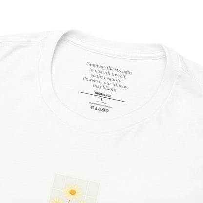 Flowers in the Window | April Daisy New Mum Tee | Thoughtful Self-Care Gift T-Shirt