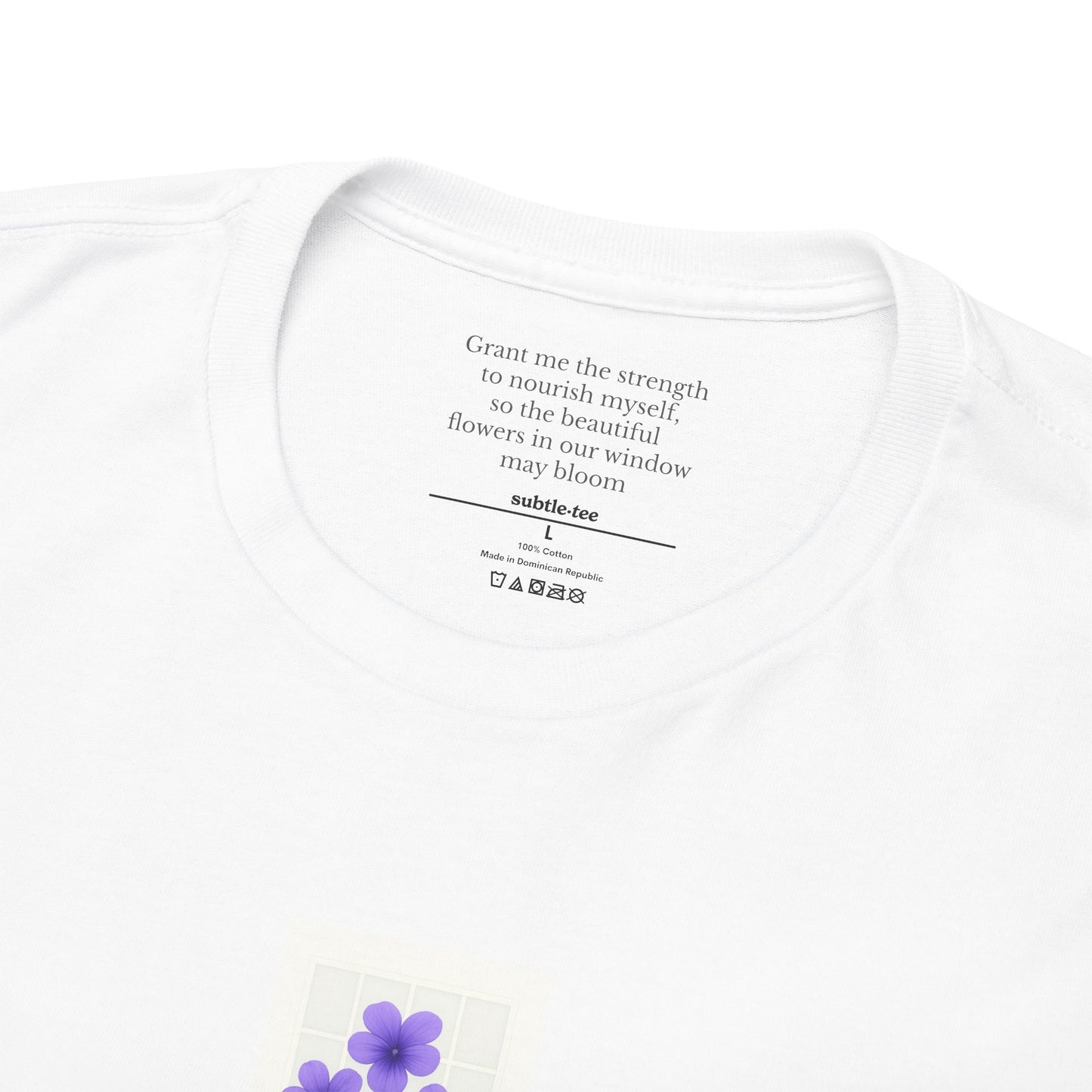 Flowers in the Window | February Violet New Mum Tee | Thoughtful Self-Care Gift T-Shirt