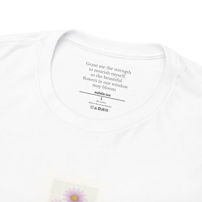 Flowers in the Window | September Aster New Mum Tee | Thoughtful Self-Care Gift T-Shirt