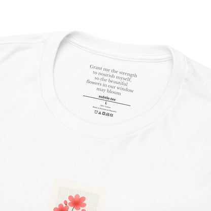 Flowers in the Window | May Hawthorn New Mum Tee | Thoughtful Self-Care Gift T-Shirt