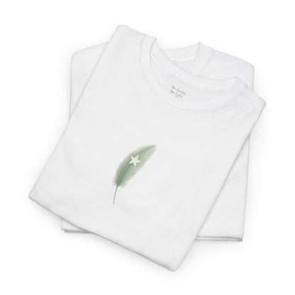A Minimalist Sage Green Feather Tee | Lucky Symbol, Guidance, Hidden Mantra | Good Luck Gift