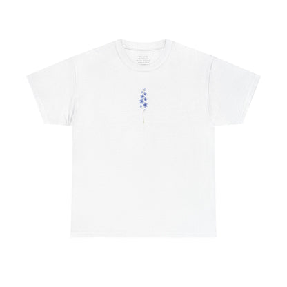 July Larkspur Birth Flower Tee | Minimalist Thoughtful Birthday Gift T-Shirt for Her