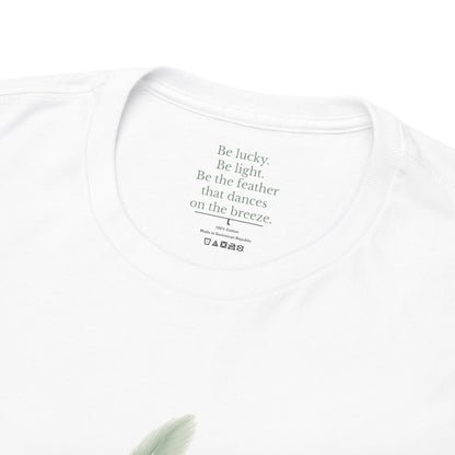A Minimalist Sage Green Feather Tee | Lucky Symbol, Guidance, Hidden Mantra | Good Luck Gift