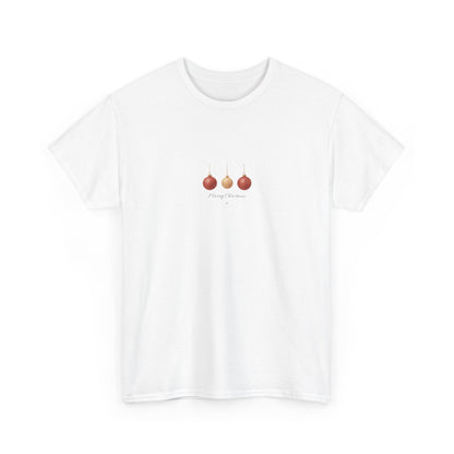 Merry Christmas Baubles Tee | Minimalist Watercolour Holiday T-Shirt