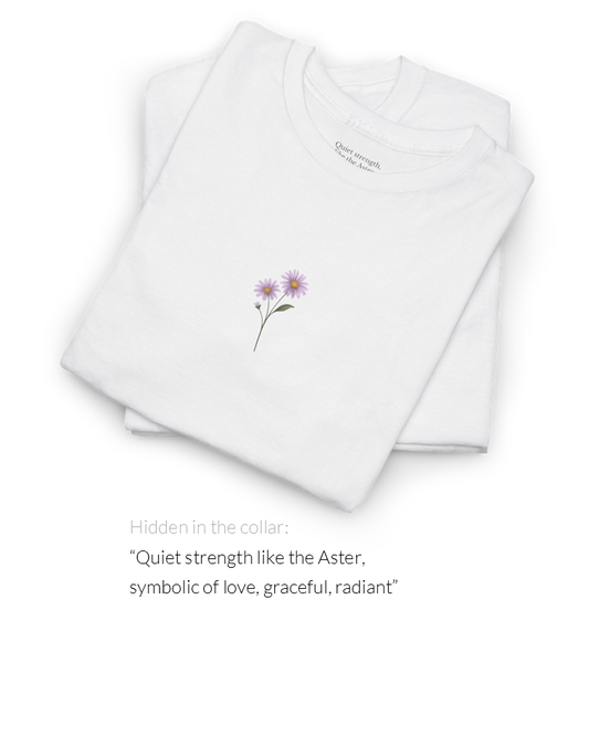 September Aster Birth Flower Tee | Minimalist Thoughtful Birthday Gift T-Shirt for Her