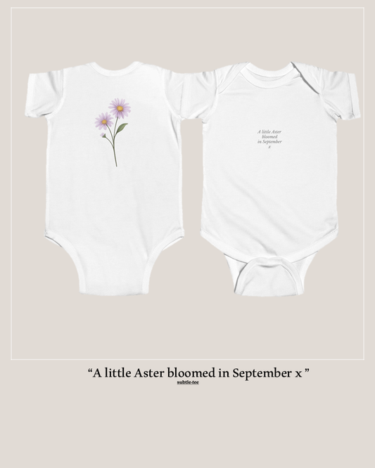 Flowers in the Window | September Aster Birth Flower Baby Grow | Matching New Baby Gift
