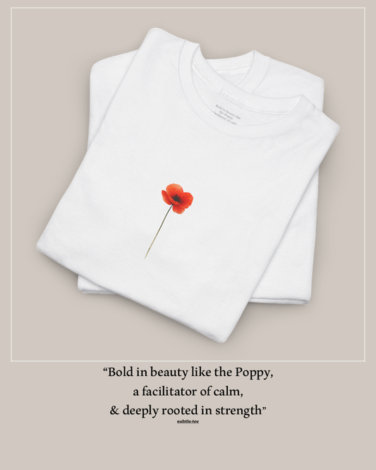August Poppy Birth Flower Tee | Minimalist Thoughtful Birthday Gift T-Shirt for Her