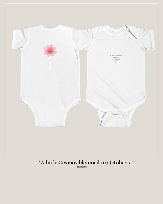 Flowers in the Window | October Cosmos Birth Flower Baby Grow | Matching New Baby Gift