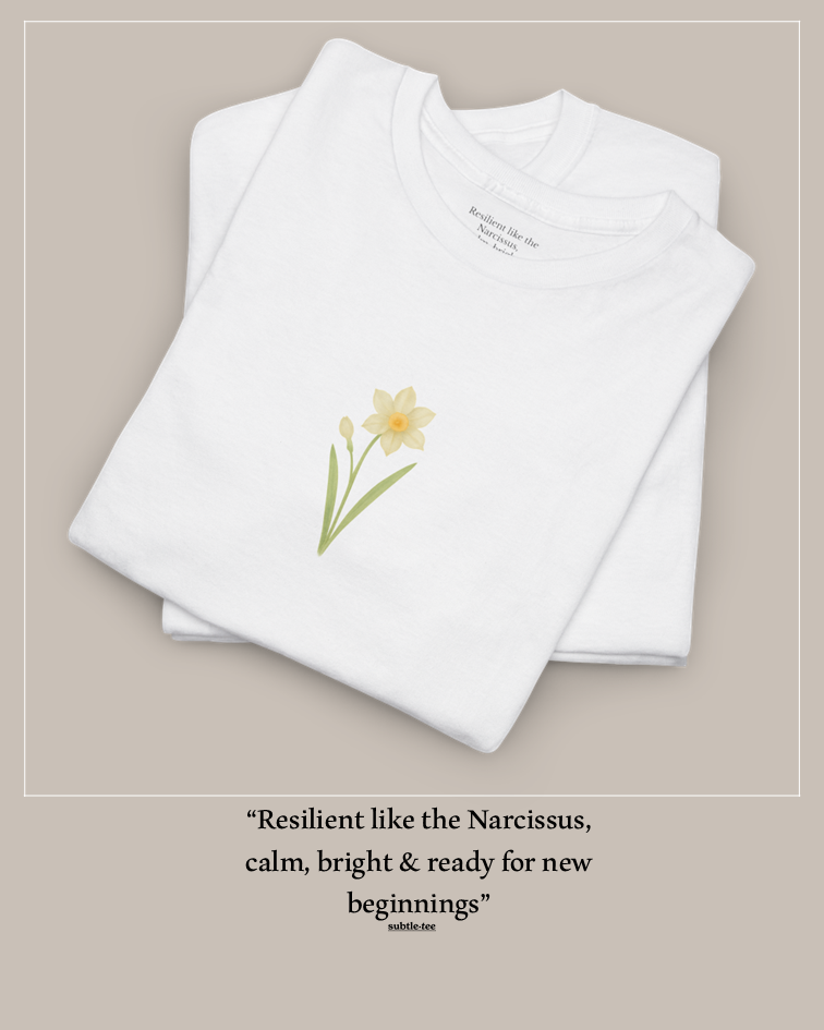 December Narcissus Birth Flower Tee | Minimalist Thoughtful Birthday Gift T-Shirt for Her
