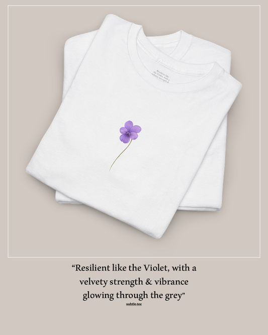 February Violet Birth Flower Tee | Minimalist Thoughtful Birthday Gift T-Shirt for Her