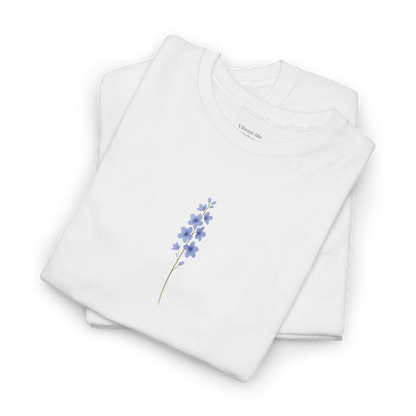 July Larkspur Birth Flower Tee | Minimalist Thoughtful Birthday Gift T-Shirt for Her
