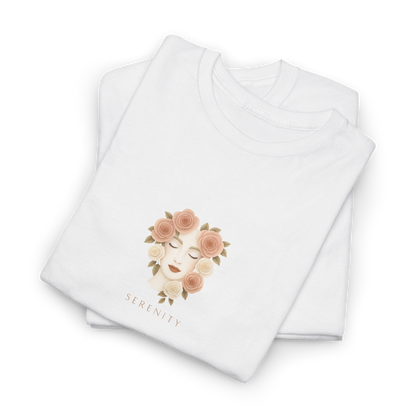 Serenity Tee | Floral Face Line Art Yoga & Meditation T-Shirt