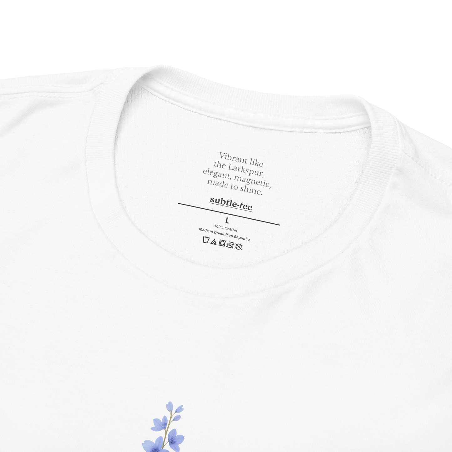 July Larkspur Birth Flower Tee | Minimalist Thoughtful Birthday Gift T-Shirt for Her