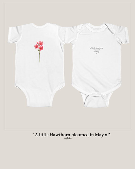 Flowers in the Window | May Hawthorne Birth Flower Baby Grow | Matching New Baby Gift