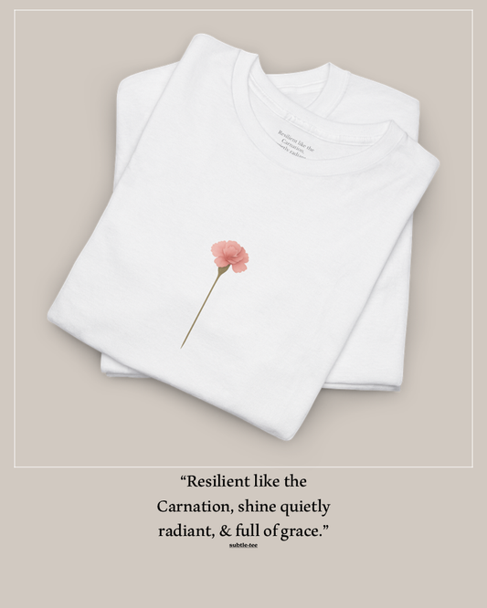 January Carnation Birth Flower Tee | Minimalist Thoughtful Birthday Gift T-Shirt for Her