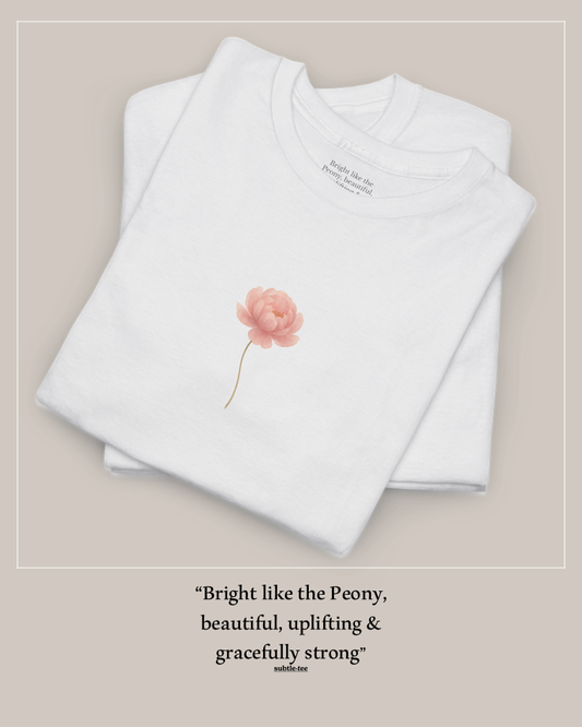November Peony Birth Flower Tee | Minimalist Thoughtful Birthday Gift T-Shirt for Her