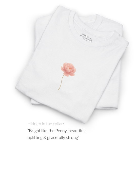 November Peony Birth Flower Tee | Minimalist Thoughtful Birthday Gift T-Shirt for Her