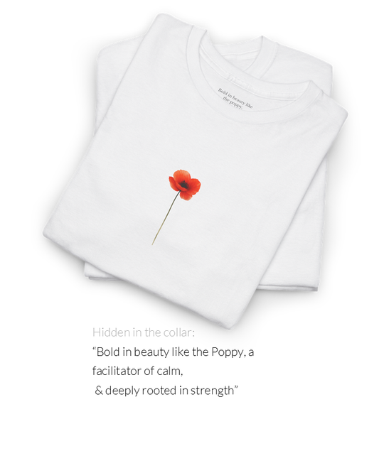 August Poppy Birth Flower T-Shirt | Minimalist Hidden Message Birthday Gift for Her