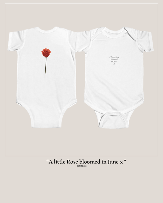 Flowers in the Window | June Rose Birth Flower Baby Grow | Matching New Baby Gift