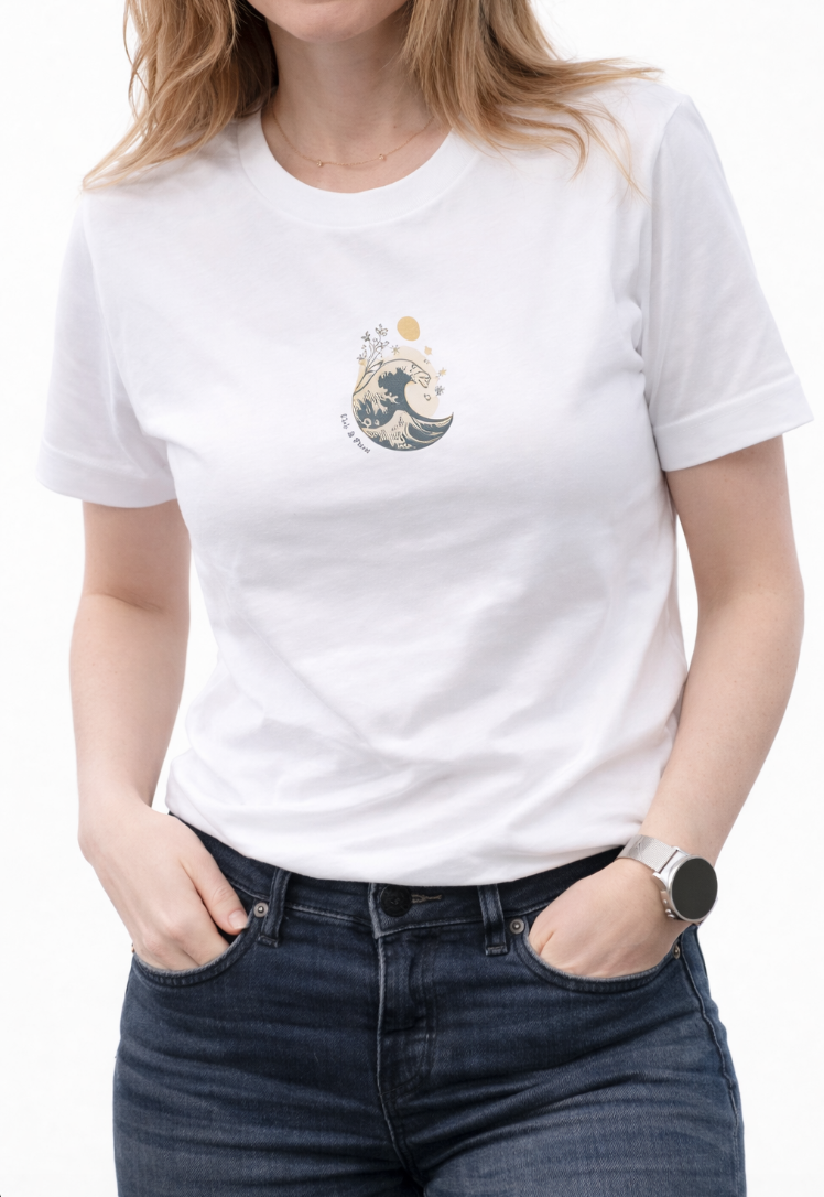 Ebb & Flow Tee | Hokusai Wave & Moon Inspirational T-Shirt