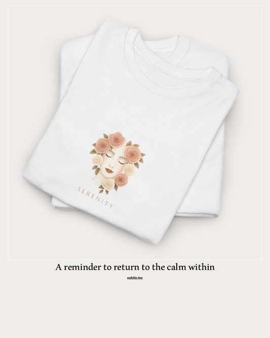 Serenity Tee | Floral Face Line Art Yoga & Meditation T-Shirt