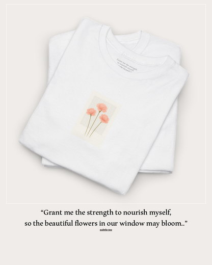 Flowers in the Window | January Carnation New Mum Tee | Thoughtful Self-Care Gift T-Shirt