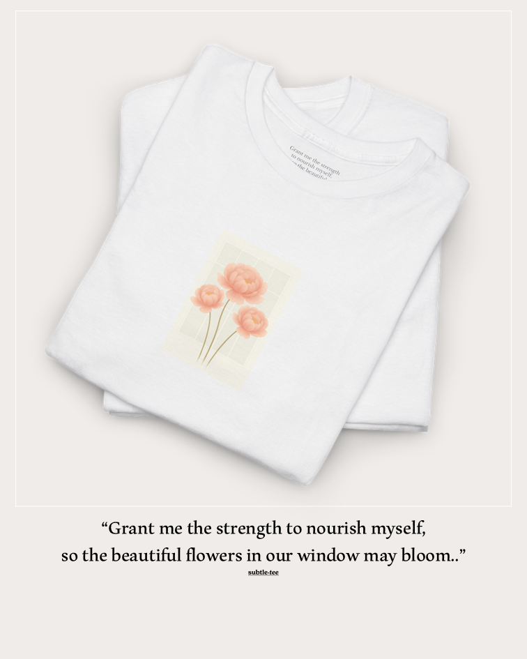 Flowers in the Window | November Peony New Mum Tee | Thoughtful Self-Care Gift T-Shirt