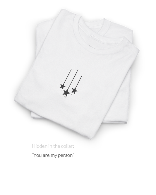You’re My Person Tee | Minimalist Shooting Stars Hidden Message T-Shirt for Her
