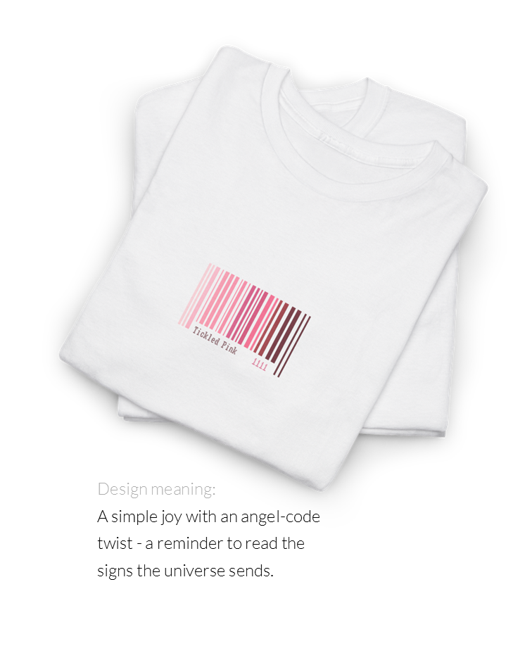 A Minimalist Pink Barcode Tee | Angel Number 1111, Spiritual Symbol, Manifestation Gift