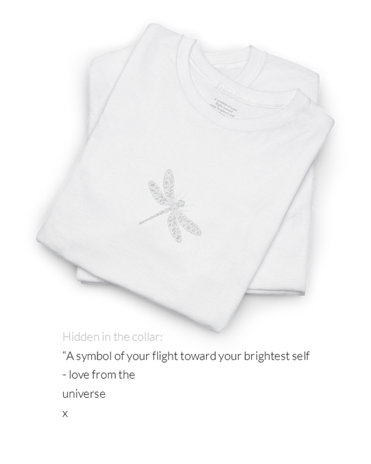 Dragonfly Tee | Inspirational Dragonfly Line Art Hidden Message T-Shirt