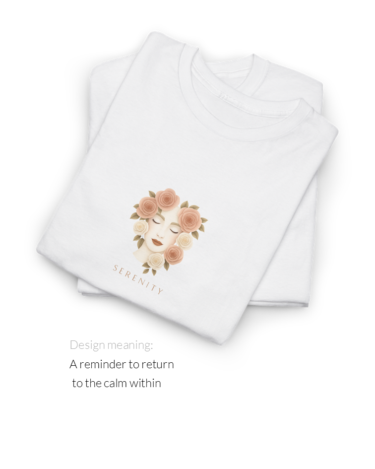 Serenity Tee | Floral Face Line Art Yoga & Meditation T-Shirt