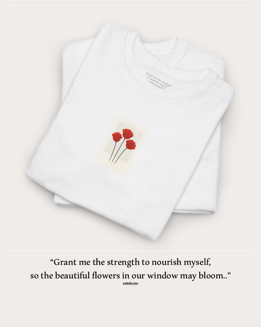 Flowers in the Window | June Rose New Mum Tee | Thoughtful Self-Care Gift T-Shirt
