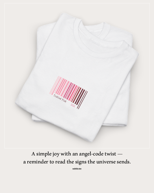 A Minimalist Pink Barcode Tee | Angel Number 1111, Spiritual Symbol, Manifestation Gift