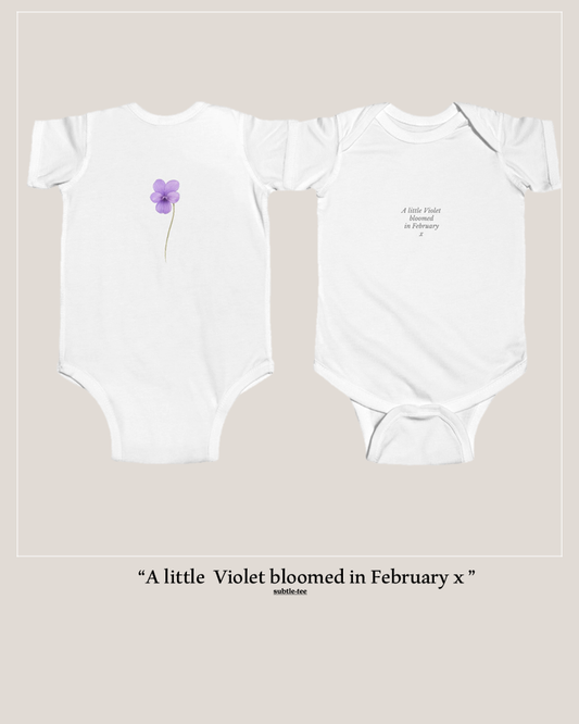 Flowers in the Window | February Birth Flower Baby Grow | Matching New Baby Gift